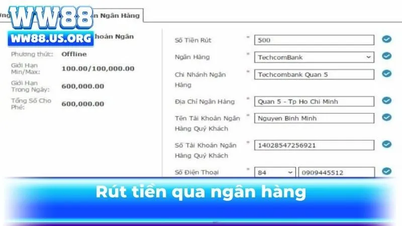 Rút tiền qua ngân hàng – giao dịch tiện lợi, tiền về ngay